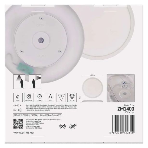 NADGRADNA STROP. SVETILKA EMOS LED OKR. PANEL FLORI 18W 1800LM NW IP20 W