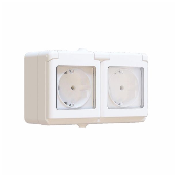 NADOMETNA VTIČNICA FLUID VARNOSTNA DVOJNA S POKROV BELA, VIJ, HOR, POV, IP44