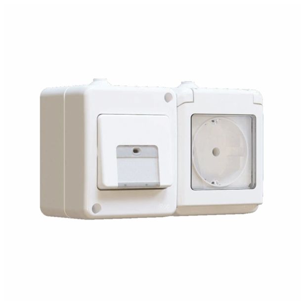 NADOMETNO STIKALO FLUID MENJALNO + VTIČNICA SIVO, IP44, HORIZONTALNO