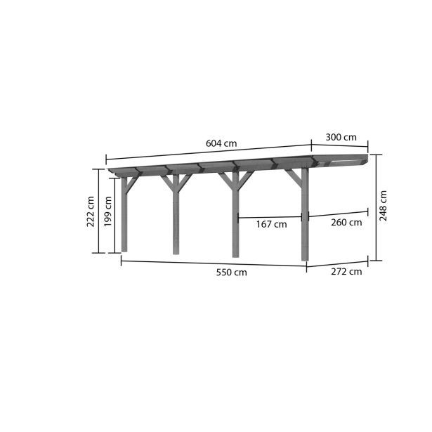LESENI NADSTREŠEK KARIBU NADSTREŠEK 2C 550X248X272