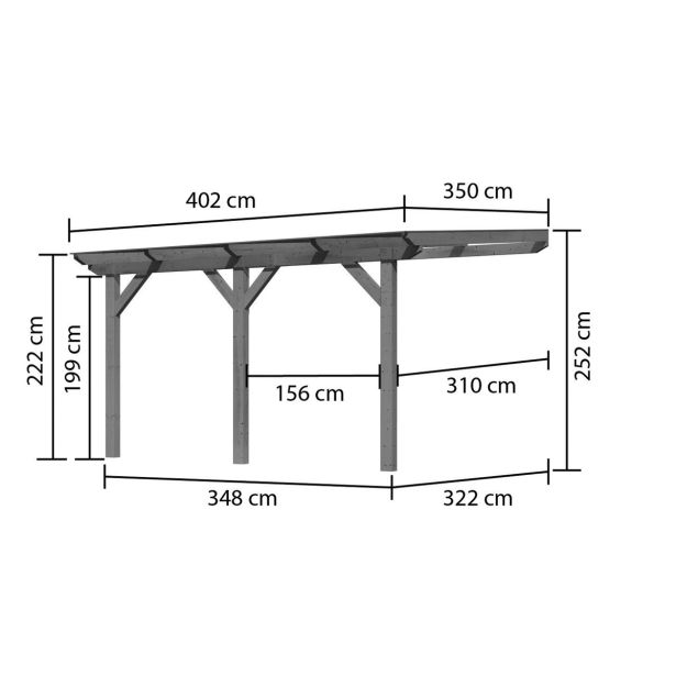 LESENI NADSTREŠEK KARIBU NADSTREŠEK 3B 348X252X322