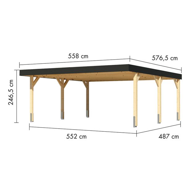 NADSTREŠEK ZA AVTO KARIBU DVOJNI NADSTREŠEK ZA AVTO IZ LEPLJENEGA LESA 1