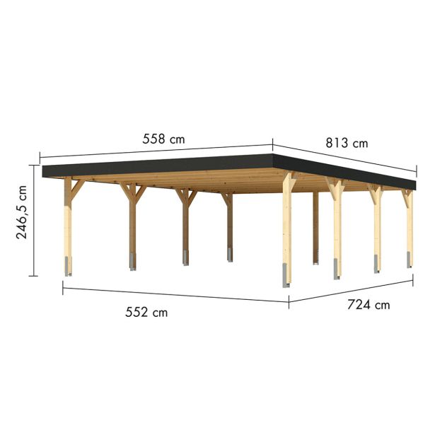 NADSTREŠEK ZA AVTO KARIBU DVOJNI NADSTREŠEK ZA AVTO IZ LEPLJENEGA LESA 2