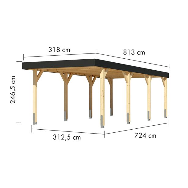 NADSTREŠEK ZA AVTO KARIBU ENOJNI NADSTREŠEK ZA AVTO IZ LEPLJENEGA LESA 2