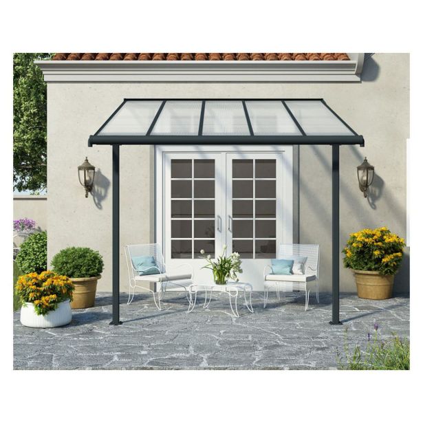 NADSTREŠEK ZA TERASO PALRAM SIERRA, TRANSPARENT SIVA 3X3,05M