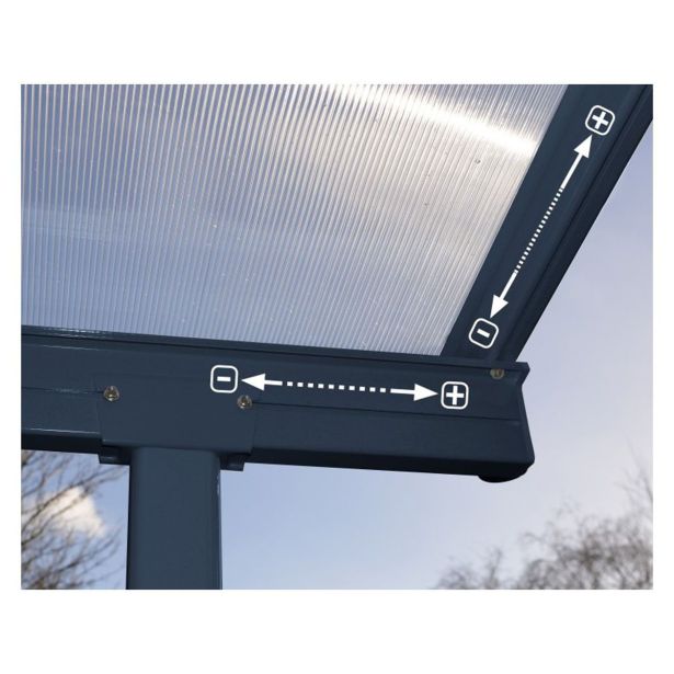 NADSTREŠEK ZA TERASO PALRAM SIERRA, TRANSPARENT SIVA 3X3,05M