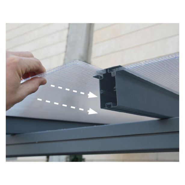 NADSTREŠEK ZA TERASO PALRAM SIERRA, TRANSPARENT SIVA 3X3,05M