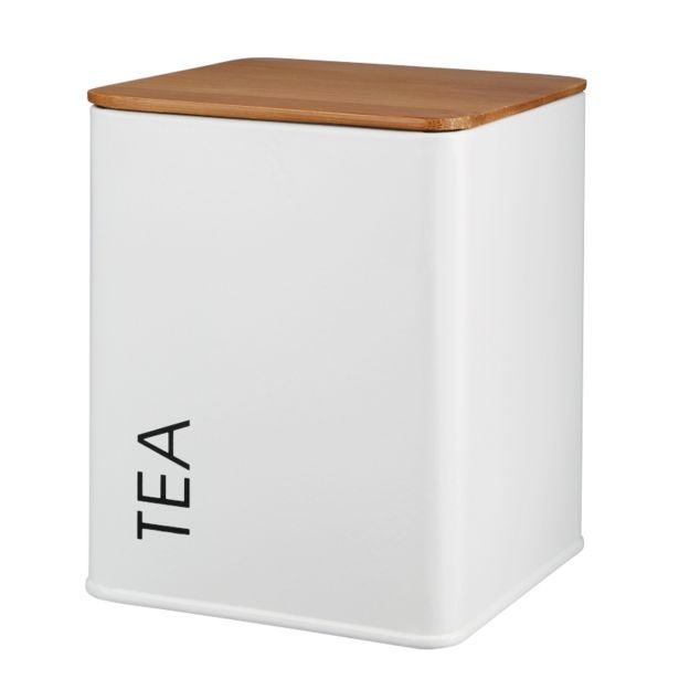 NAMENSKA DOZA GALICIJA TEA 11.5X11.5X14 CM BELA METALNA Z BAMBUS POKROVOM