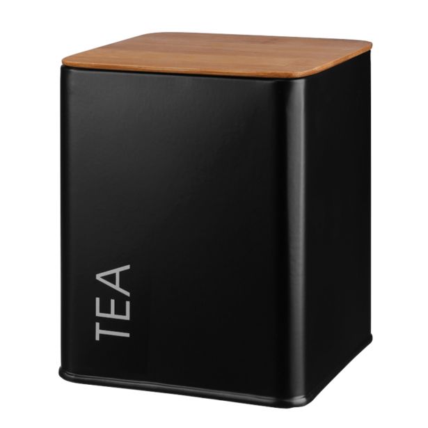 NAMENSKA DOZA GALICIJA TEA 11.5X11.5X14 CM ČRNA METALNA Z BAMBUS POKROVOM