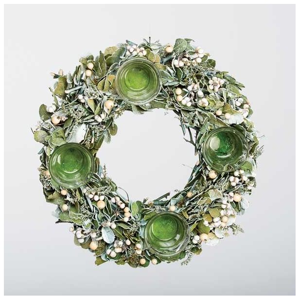 NAMIZNA DEKORACIJA GLOSSTYLE ADVENTNI VENEC ZELENI NARAVNI 32X32X8 CM 4 KO.