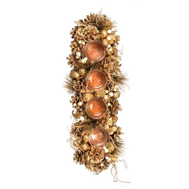 NAMIZNA DEKORACIJA GLOSSTYLE DEKORACIJA ADVENTNA ZLATA NARAVNA 44X14X8.5 CM 4 K.