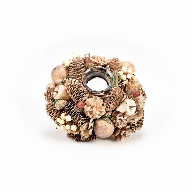 NAMIZNA DEKORACIJA GLOSSTYLE DEKORACIJA ZA 1 SVEČO ZLATA 19X19X9 CM