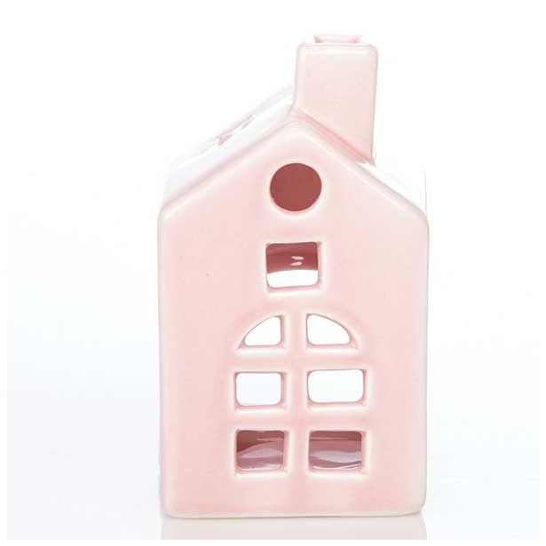 NAMIZNA DEKORACIJA GLOSSTYLE HIŠICA 11 CM ROZA ZA ZA ČAJNO SVEČKO