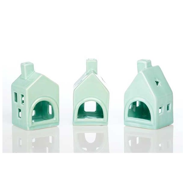 NAMIZNA DEKORACIJA GLOSSTYLE HIŠICA 11 CM ZELENA ZA ZA ČAJNO SVEČKO