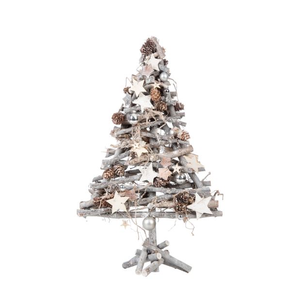 NAMIZNA DEKORACIJA GLOSSTYLE JELKA SIVA OKRAŠENA 50 CM