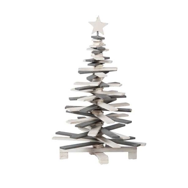 NAMIZNA DEKORACIJA GLOSSTYLE LESENA JELKA SIVO BELA 38 CM