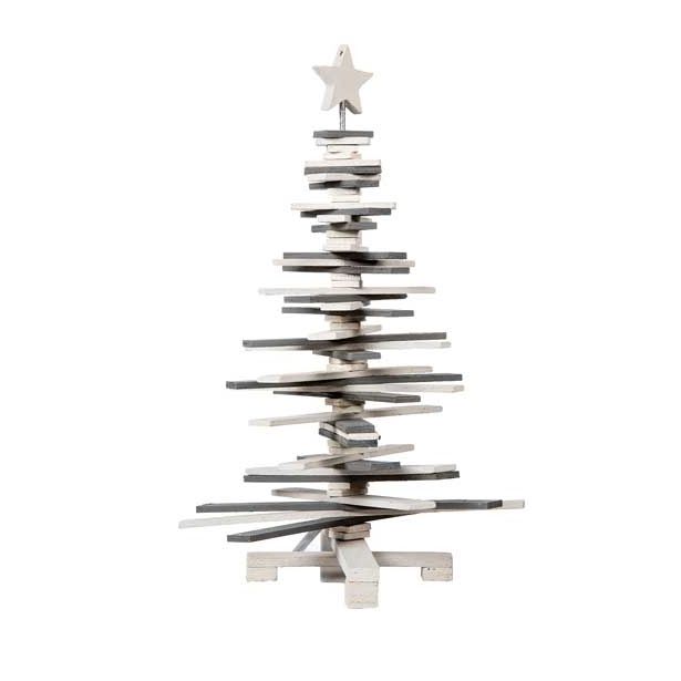 NAMIZNA DEKORACIJA GLOSSTYLE LESENA JELKA SIVO BELA 38 CM