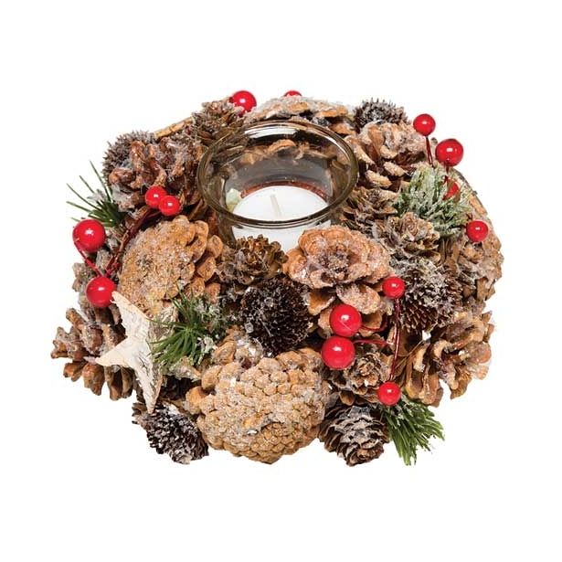 NAMIZNA DEKORACIJA GLOSSTYLE SVEČNIK FI 20 CM RDEČI S STEKLENIM KOZARČKOM