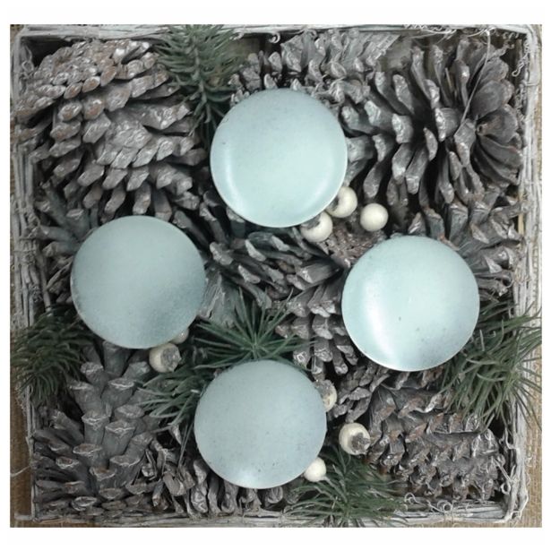 NAMIZNA DEKORACIJA GLOSSTYLE ZA 4 SVEČE FI 30 CM SREBRNE/BELE BARVE