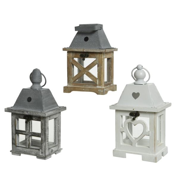 NAMIZNI OKRASEK DECORIS LANTERNA, LESENA 13.5X10.5X24 CM, SORT