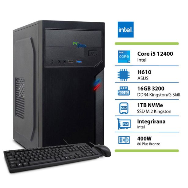 NAMIZNI RAČUNALNIK PC PLUS E-OFFICE I5-12400 16GB 1TB TIPK+MIŠKA