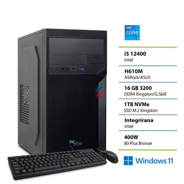 NAMIZNI RAČUNALNIK PC PLUS E-OFFICE I6 12400 16GB 1TB W11 TIPK+MI8KA