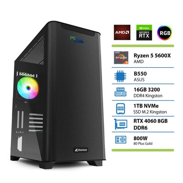 NAMIZNI RAČUNALNIK PC PLUS GAMER R5 5600X 16GB 1TB RTX4060