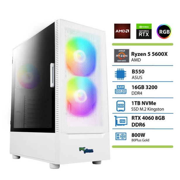 NAMIZNI RAČUNALNIK PC PLUS GAMER R5 5600X 16GB 1TB RTX4060 BEL