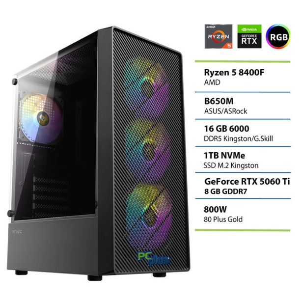 NAMIZNI RAČUNALNIK PC PLUS GAMER R5 8400F 16GB 1TB 5060TI
