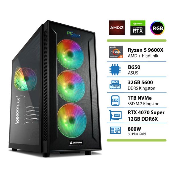 NAMIZNI RAČUNALNIK PC PLUS GAMER R5 9600X 32GB 2TB 4070S
