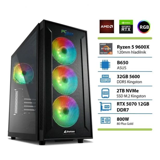 NAMIZNI RAČUNALNIK PC PLUS GAMER R5 9600X 32GB 2TB RTX5070