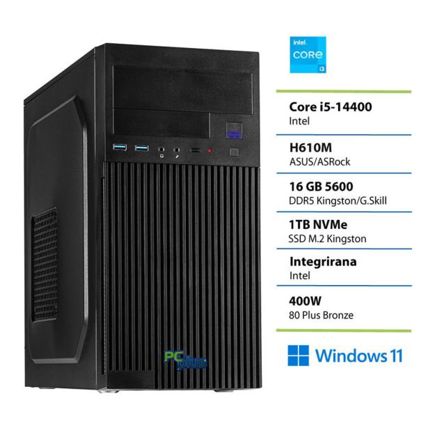 NAMIZNI RAČUNALNIK PC PLUS I3-14100 16GB 1TB E-OFFICE W11 HOME