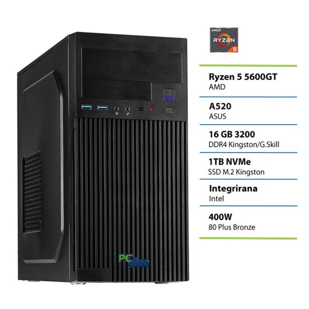 NAMIZNI RAČUNALNIK PC PLUS MAGIC R5-5600GT 16GB 1TB