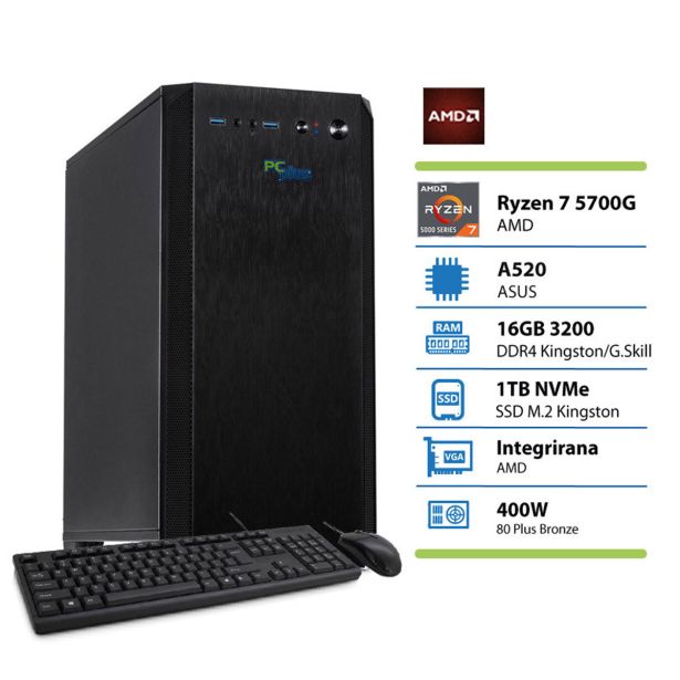 NAMIZNI RAČUNALNIK PC PLUS MAGIC R7 5700G 16GB 1TB TIPK+MIŠ