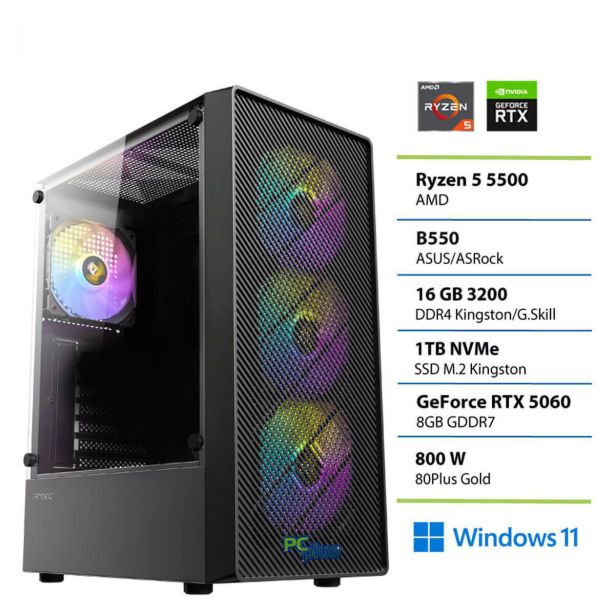 NAMIZNI RAČUNALNIK PC PLUS R5-5500 16GB 1TB RTX5060 W11 GAMER