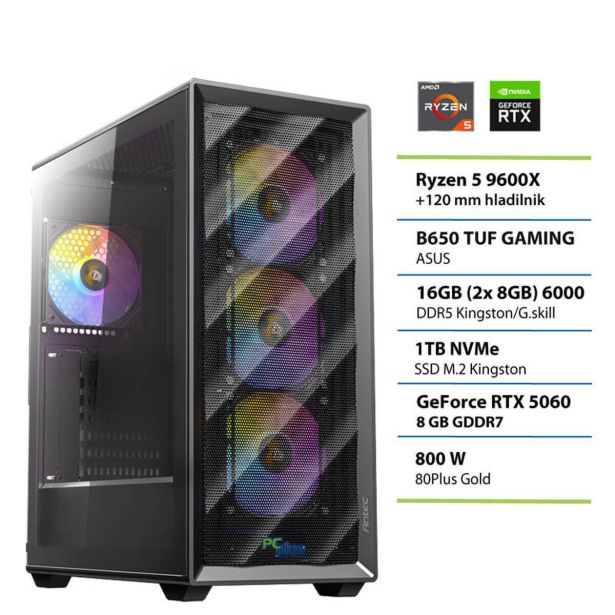 NAMIZNI RAČUNALNIK PC PLUS R59600X 16GB 1TB RTX5060 GAMER 8GB