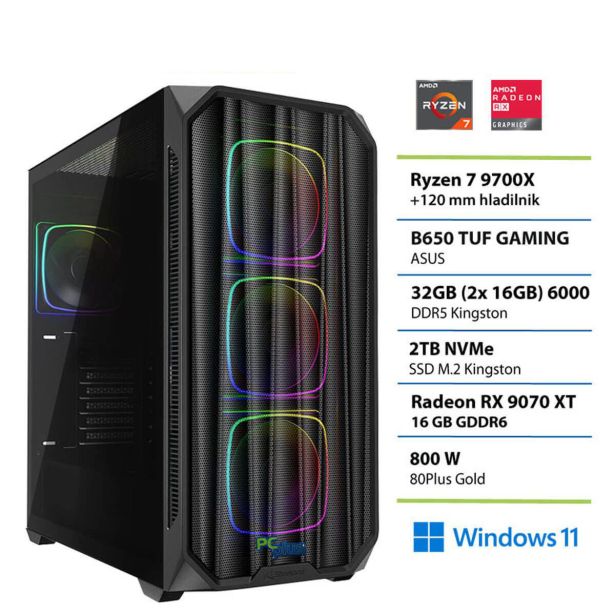 NAMIZNI RAČUNALNIK PC PLUS R7 9700X 32GB 2TB 9070XT W11 GAMER