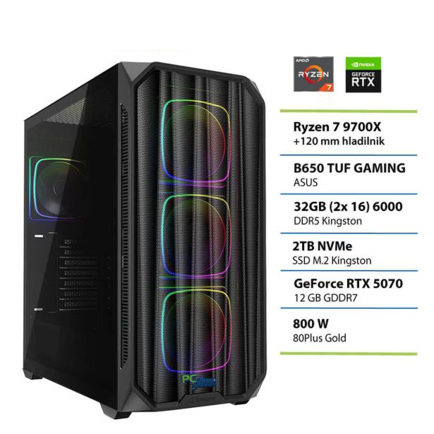 NAMIZNI RAČUNALNIK PC PLUS R7-9700X 32GB 2TB RTX5070 GAMER