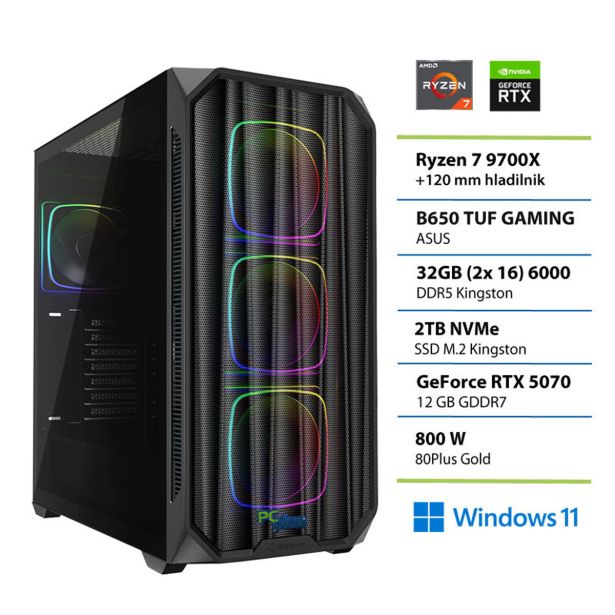 NAMIZNI RAČUNALNIK PC PLUS R7-9700X 32GB 2TB W11 GAMER RTX5070