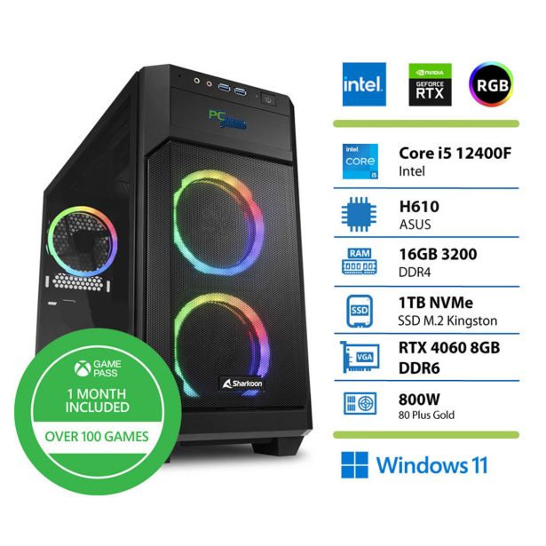 NAMIZNI RAČUNALNIK PC PLUS STORM I5-12400F 16GB 1TB RTX4060 W11 + XBOX GP