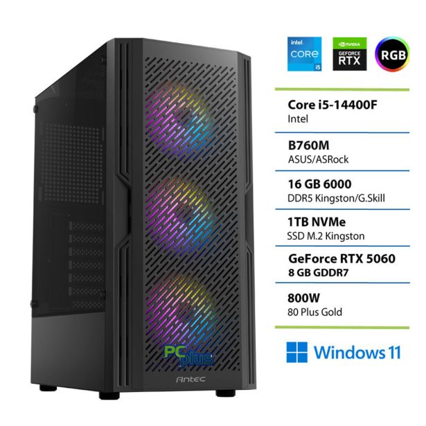 NAMIZNI RAČUNALNIK PC PLUS STORM I5-14400F 16GB 1TB RTX5060 W11