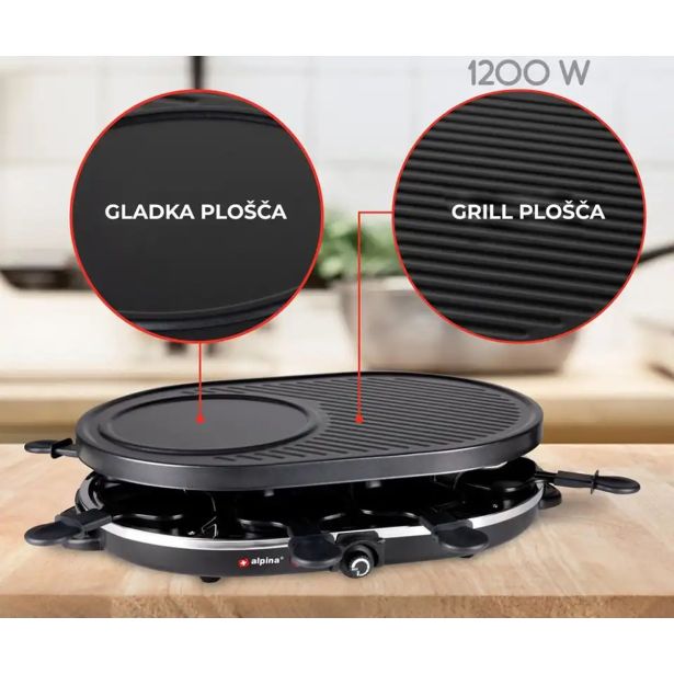 NAMIZNI ŽAR ALPINA GRILL RACLETTE ELEKTRIČNI 1200W