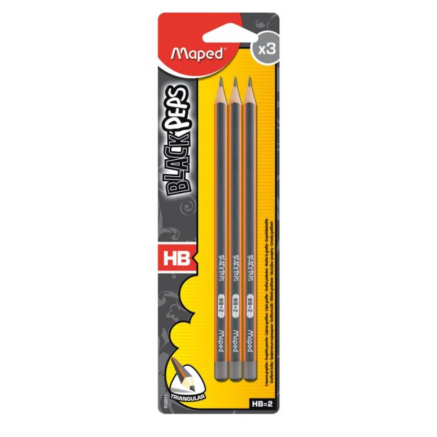 NAVADNI SVINČNIK MAPED GRAFIČNI TRDOTA HB 3/1 BLACK'PEPS