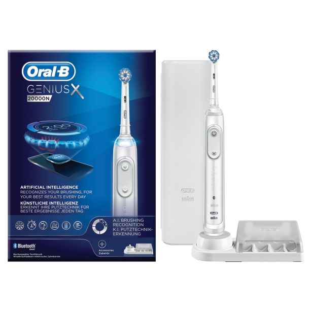 ELEKTRIČNA ZOBNA ŠČETKA ORAL B GENIUS X 20000N WHITE SENSITIVE + PREMIUM
