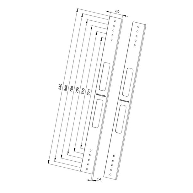 STENSKI NOSILEC ZA ZASLON NEOMOUNTS VESA RAZŠIRITVENI MODUL 400=>600,700,800 AWL-250BL18