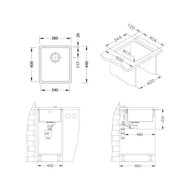 NERJAVNO POMIVALNO KORITO ALVEUS KOMBINO 20, KMB 380X440 MM