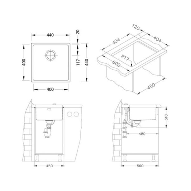 NERJAVNO POMIVALNO KORITO ALVEUS KOMBINO 30, KMB 440X440 MM