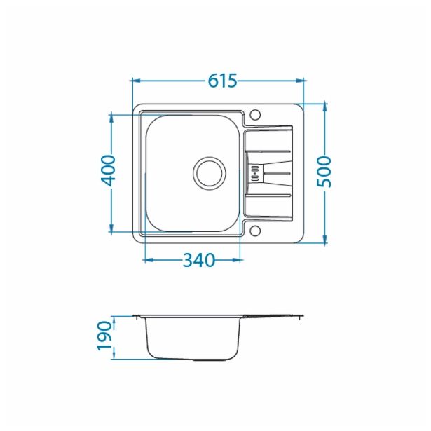 NERJAVNO POMIVALNO KORITO ALVEUS LINE MAXIM 60, SATIN 615X500 MM