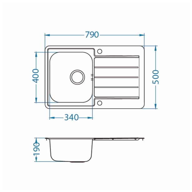 NERJAVNO POMIVALNO KORITO ALVEUS LINE MAXIM 80, SATIN 790X500 MM
