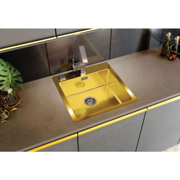 NERJAVNO POMIVALNO KORITO ALVEUS MONARCH PURE 30, GOLD 515X525 MM